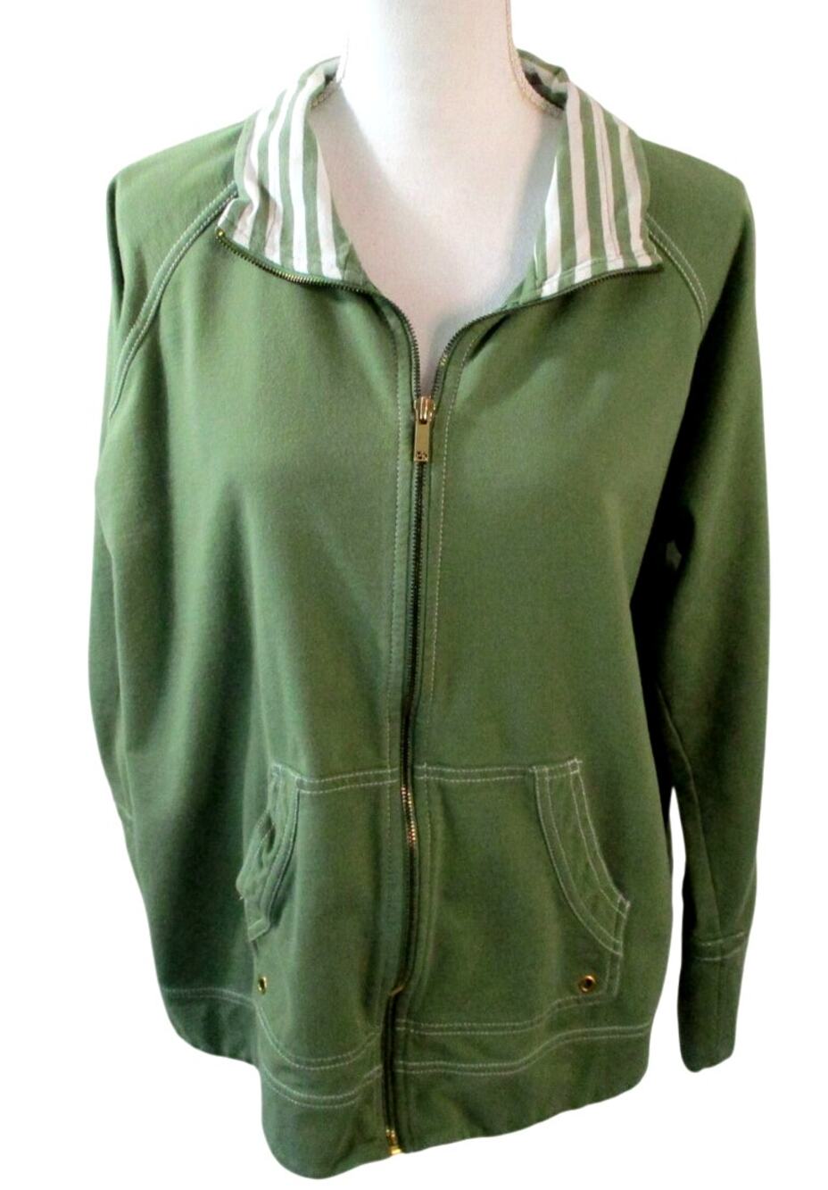 Anne Klein Sport Women's Plus Green Full Zip Warm Up Jacket Size 1X